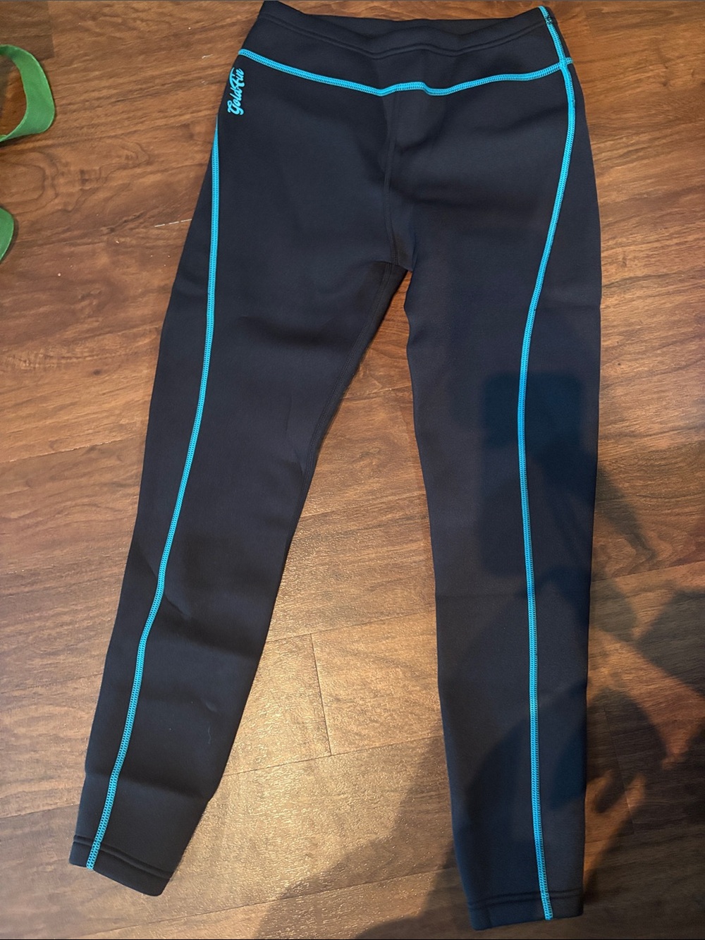 Goldfin Black Leggings with Turquoise Contrast Stitching wetsuit